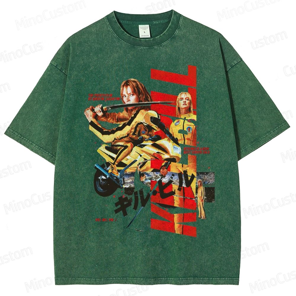 Action Thriller Themed Washed T - Shirt