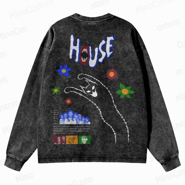 Horror Themed Washed Sweatshirt