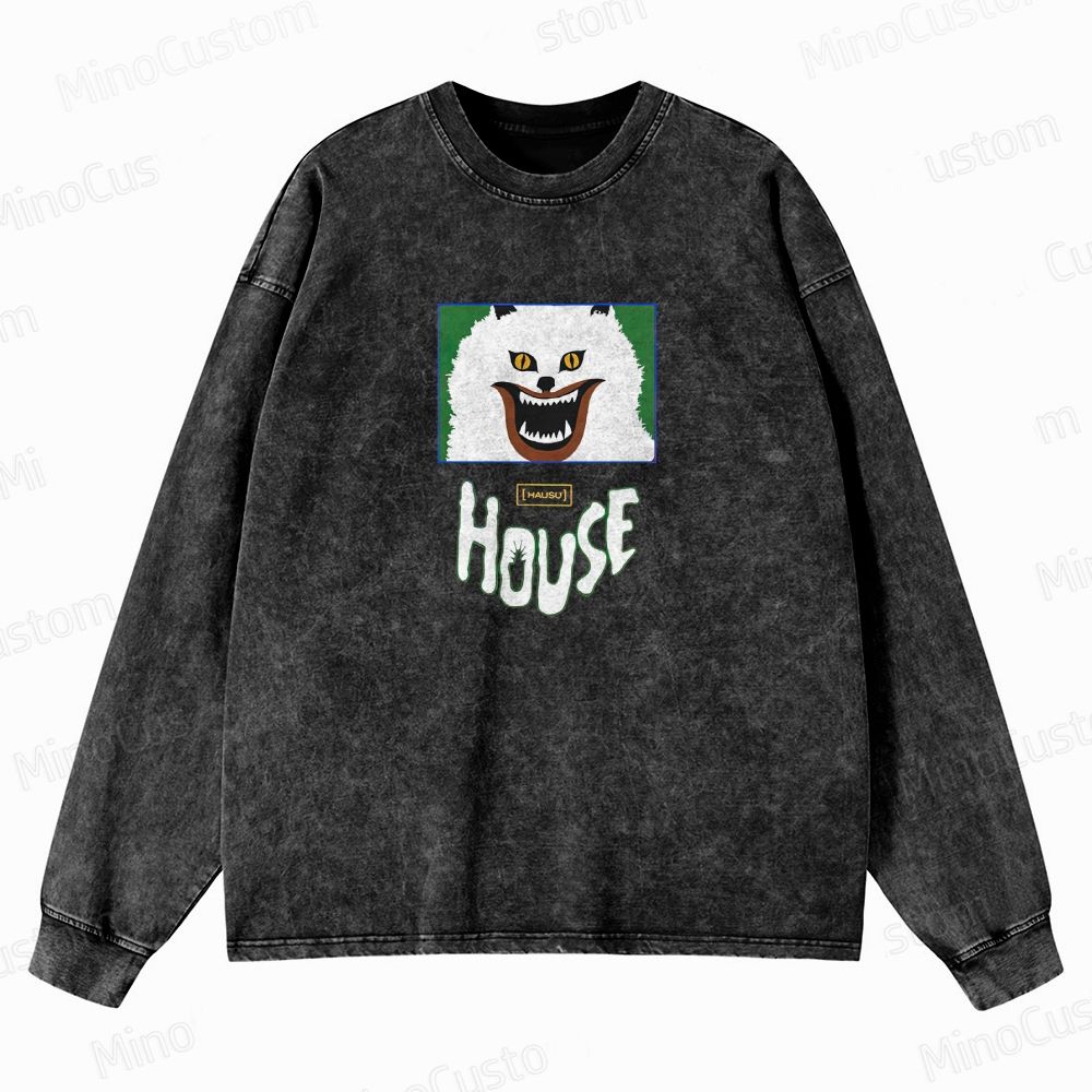 Horror Themed Washed Sweatshirt