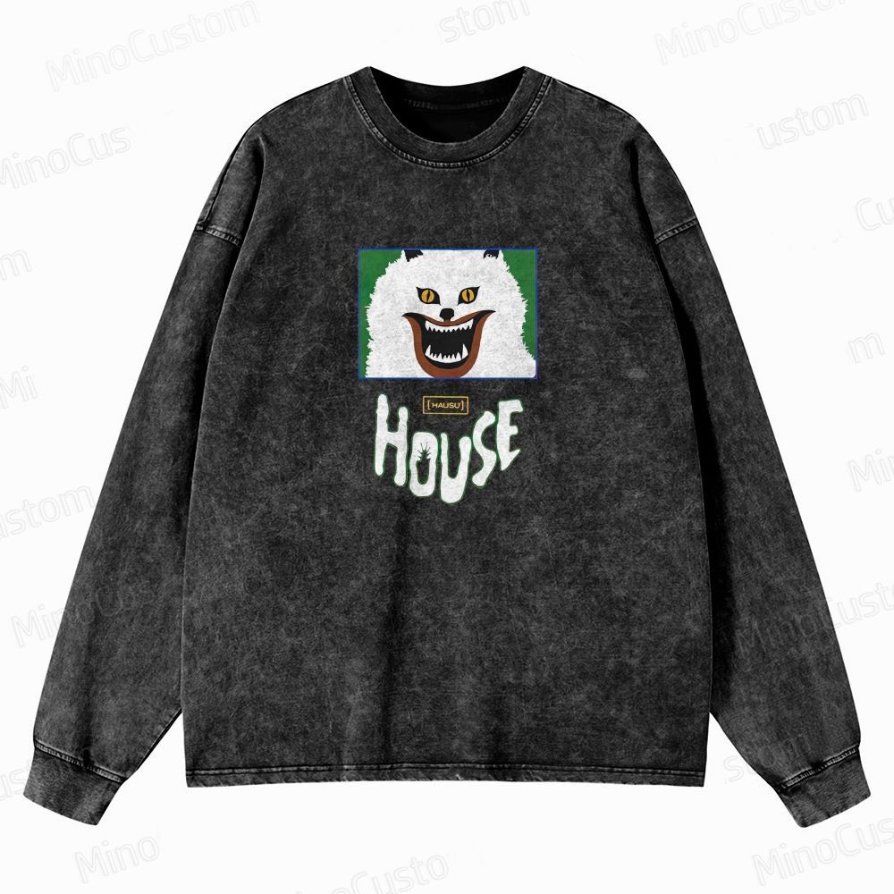 Horror Themed Washed Sweatshirt