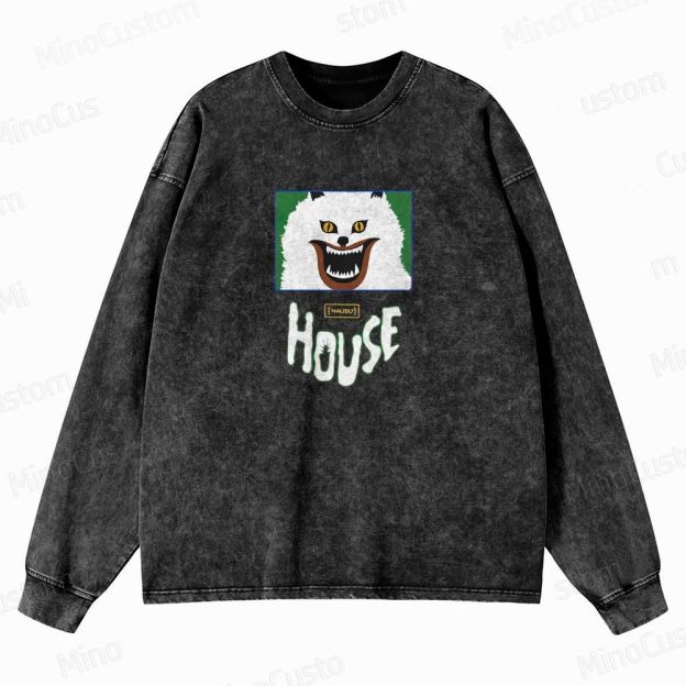 Horror Themed Washed Sweatshirt