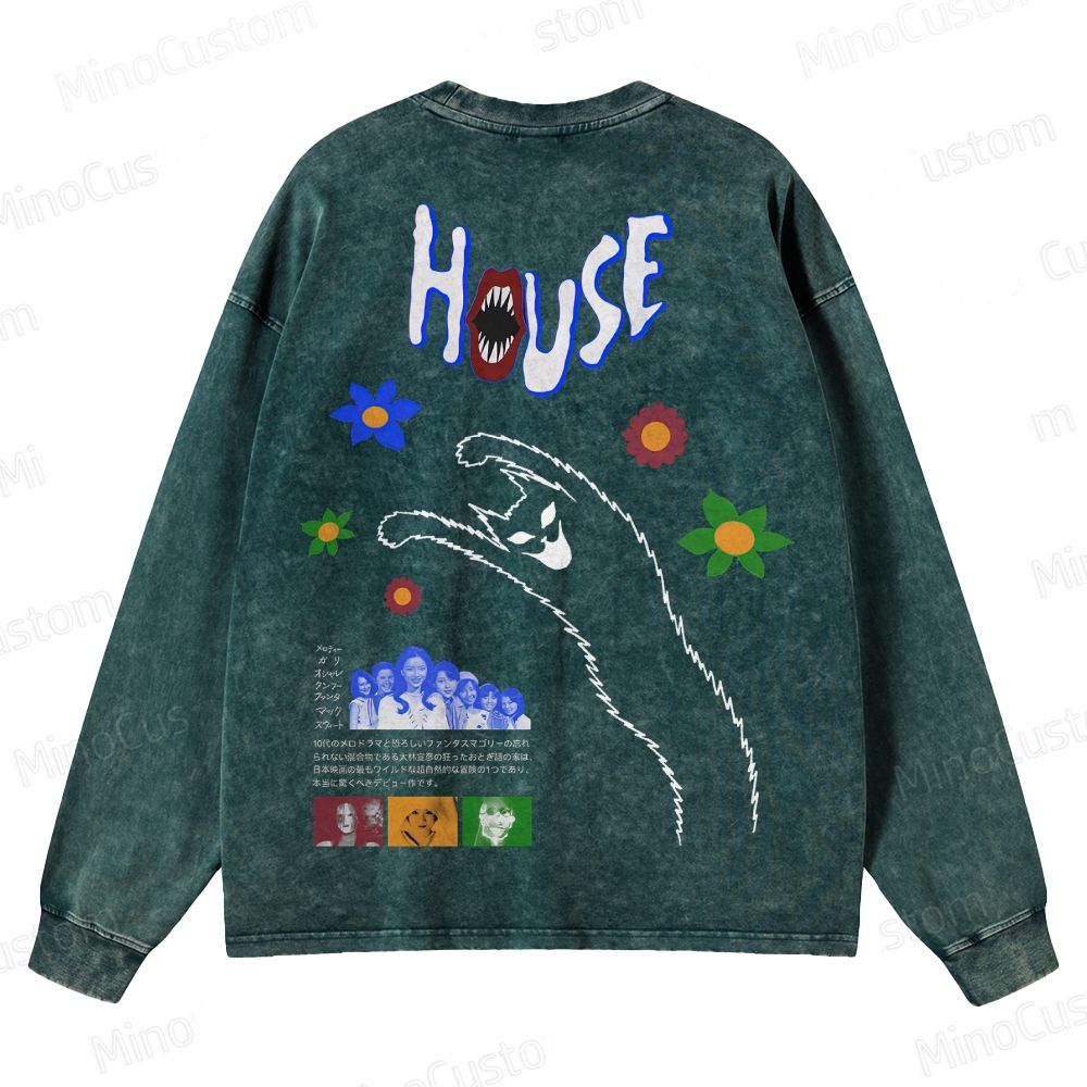 Horror Themed Washed Sweatshirt