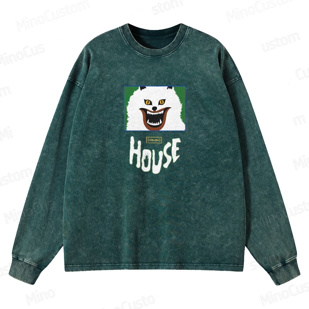 Horror Themed Washed Sweatshirt