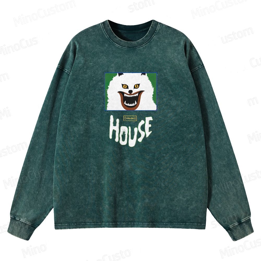 Horror Themed Washed Sweatshirt