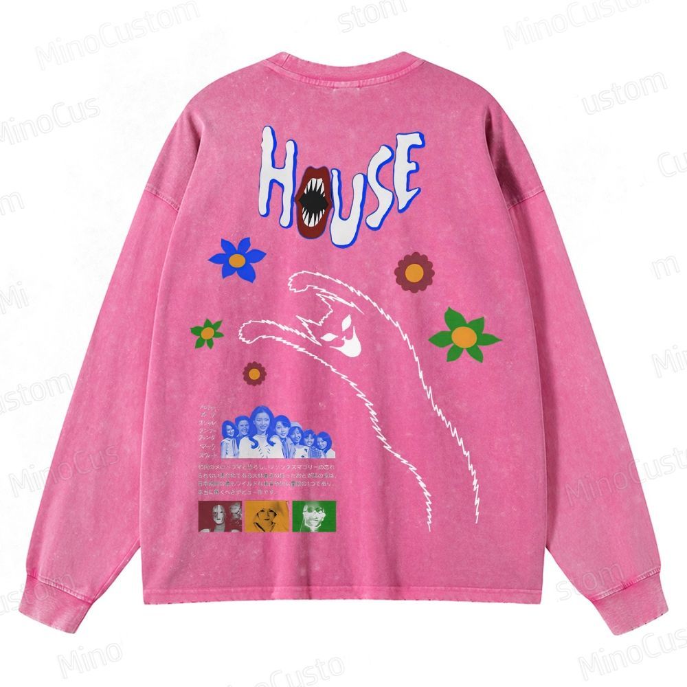 Horror Themed Washed Sweatshirt