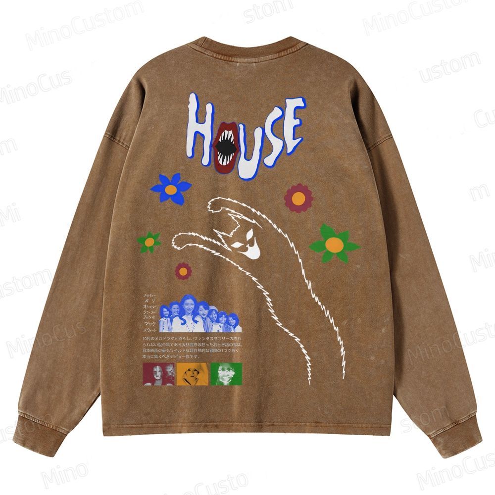 Horror Themed Washed Sweatshirt