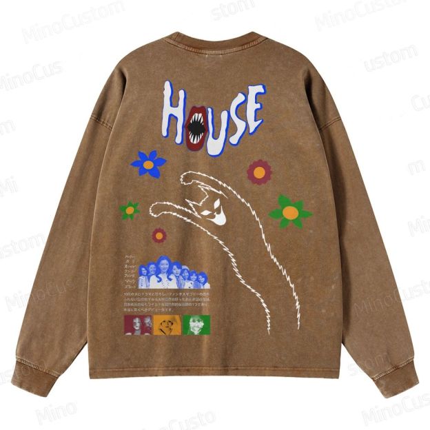 Horror Themed Washed Sweatshirt