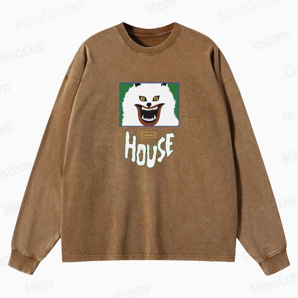 Horror Themed Washed Sweatshirt