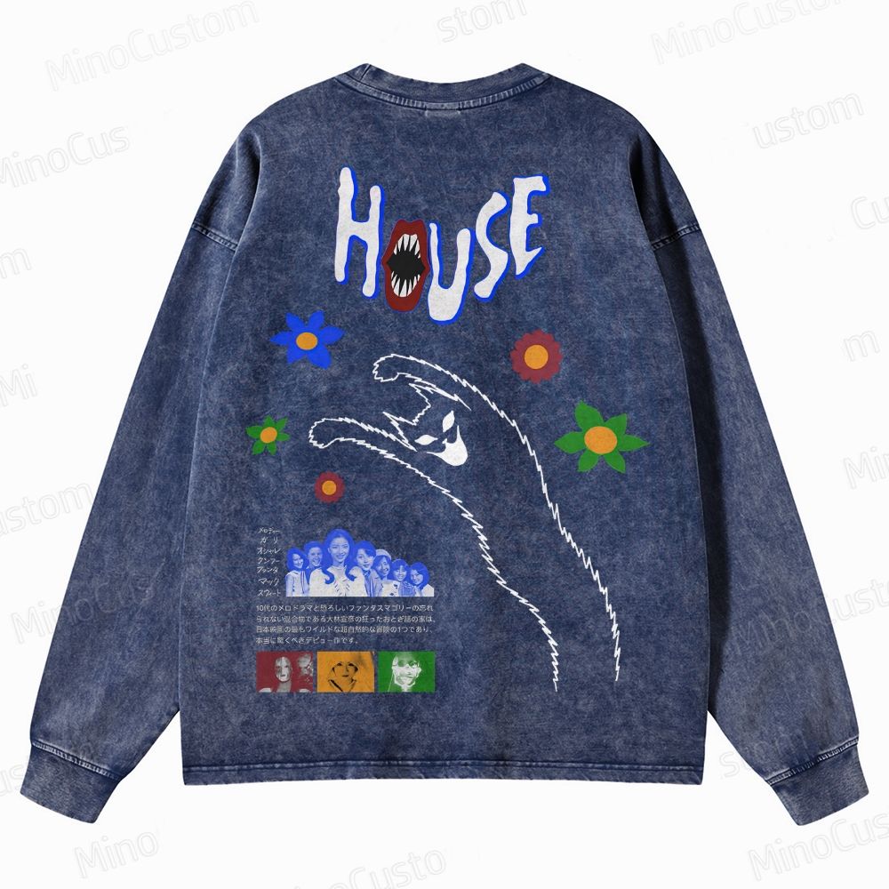 Horror Themed Washed Sweatshirt