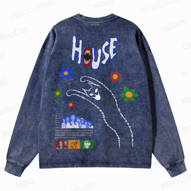 Horror Themed Washed Sweatshirt