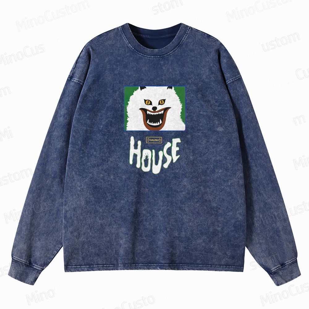 Horror Themed Washed Sweatshirt
