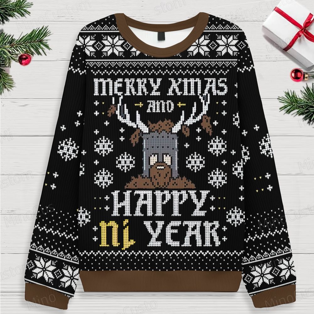 Happy Ni Year! Ugly Christmas Knit sweatshirt