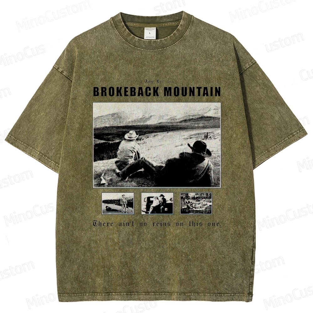 Western Romance Themed Washed T - Shirt