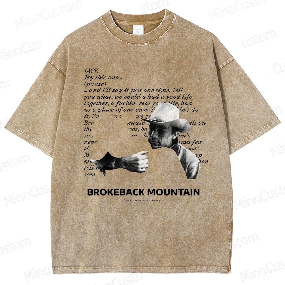 Western Romance Character and Dialogue Themed Washed T - Shirt