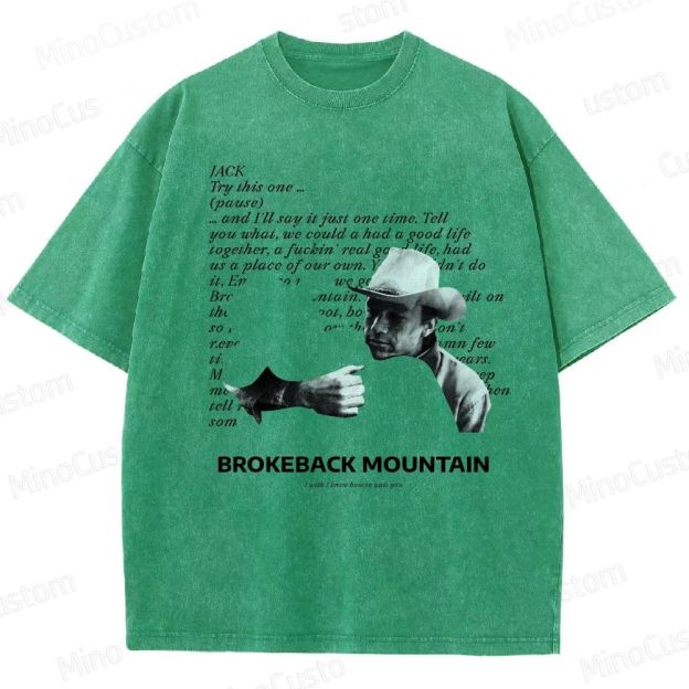 Western Romance Character and Dialogue Themed Washed T - Shirt