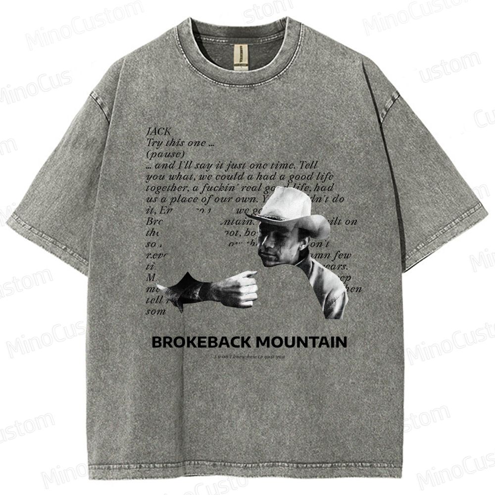 Western Romance Character and Dialogue Themed Washed T - Shirt