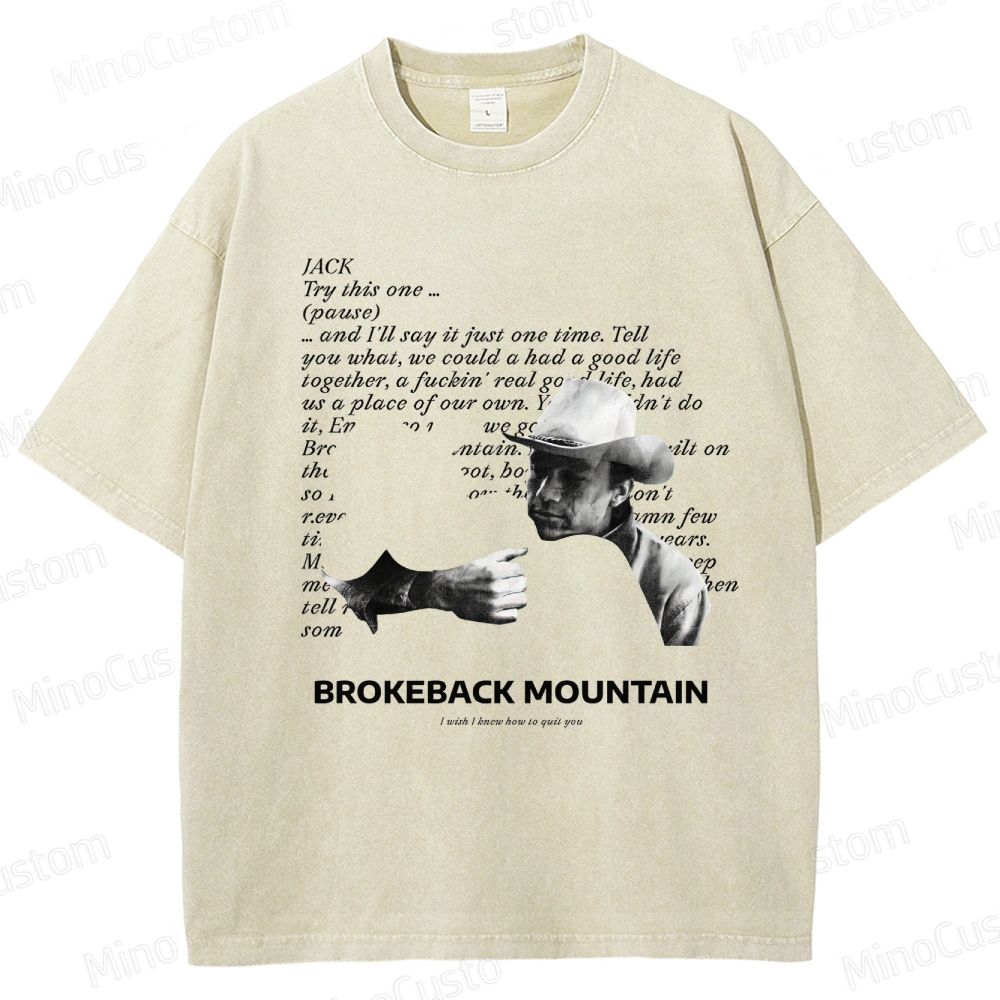 Western Romance Character and Dialogue Themed Washed T - Shirt