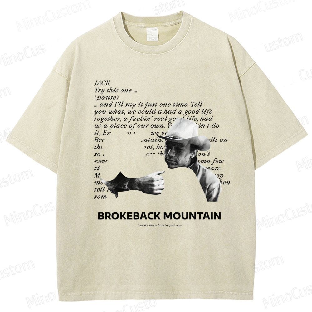 Western Romance Character and Dialogue Themed Washed T - Shirt