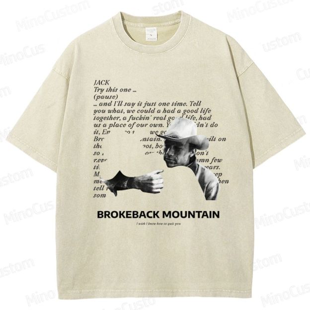 Western Romance Character and Dialogue Themed Washed T - Shirt