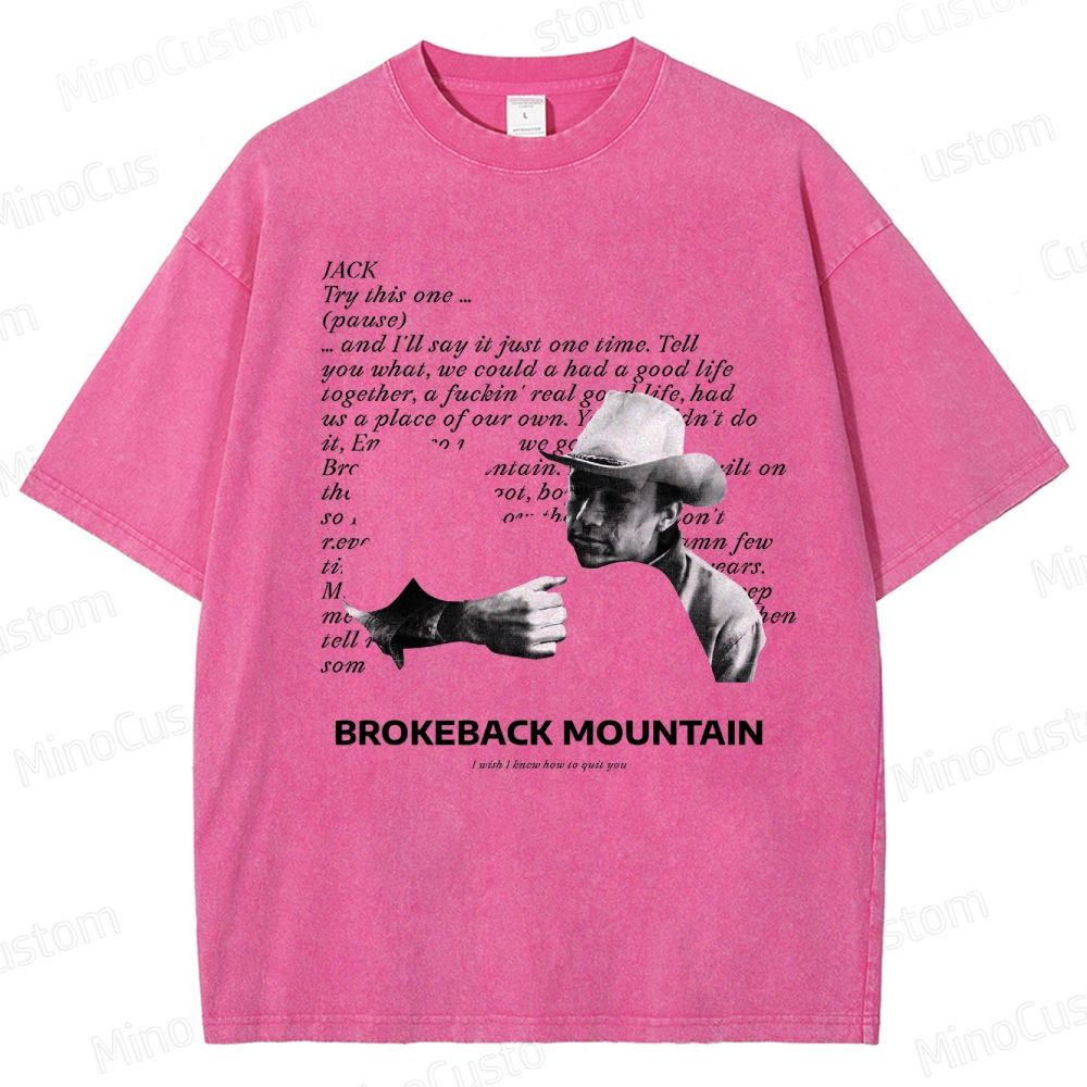 Western Romance Character and Dialogue Themed Washed T - Shirt