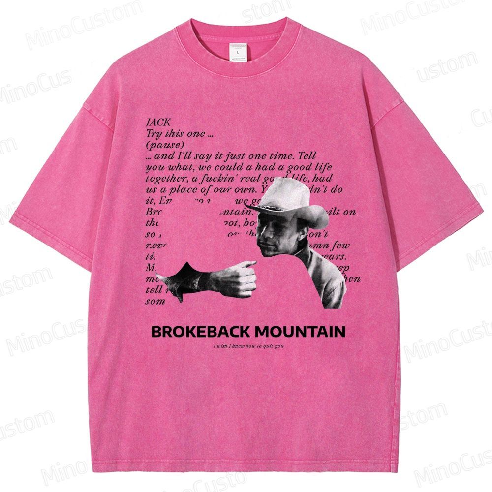Western Romance Character and Dialogue Themed Washed T - Shirt