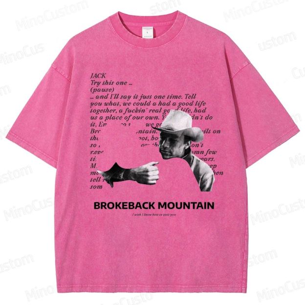 Western Romance Character and Dialogue Themed Washed T - Shirt