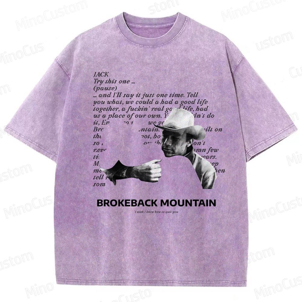 Western Romance Character and Dialogue Themed Washed T - Shirt