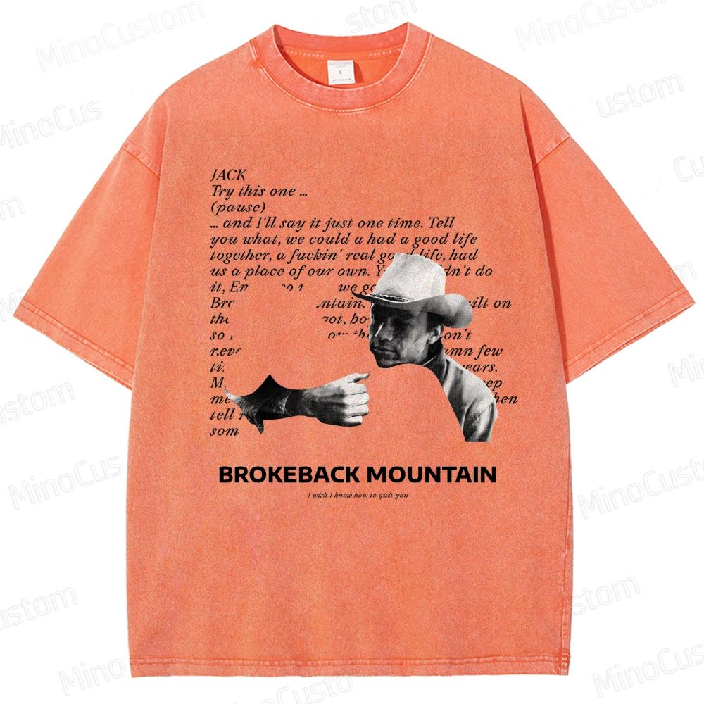 Western Romance Character and Dialogue Themed Washed T - Shirt