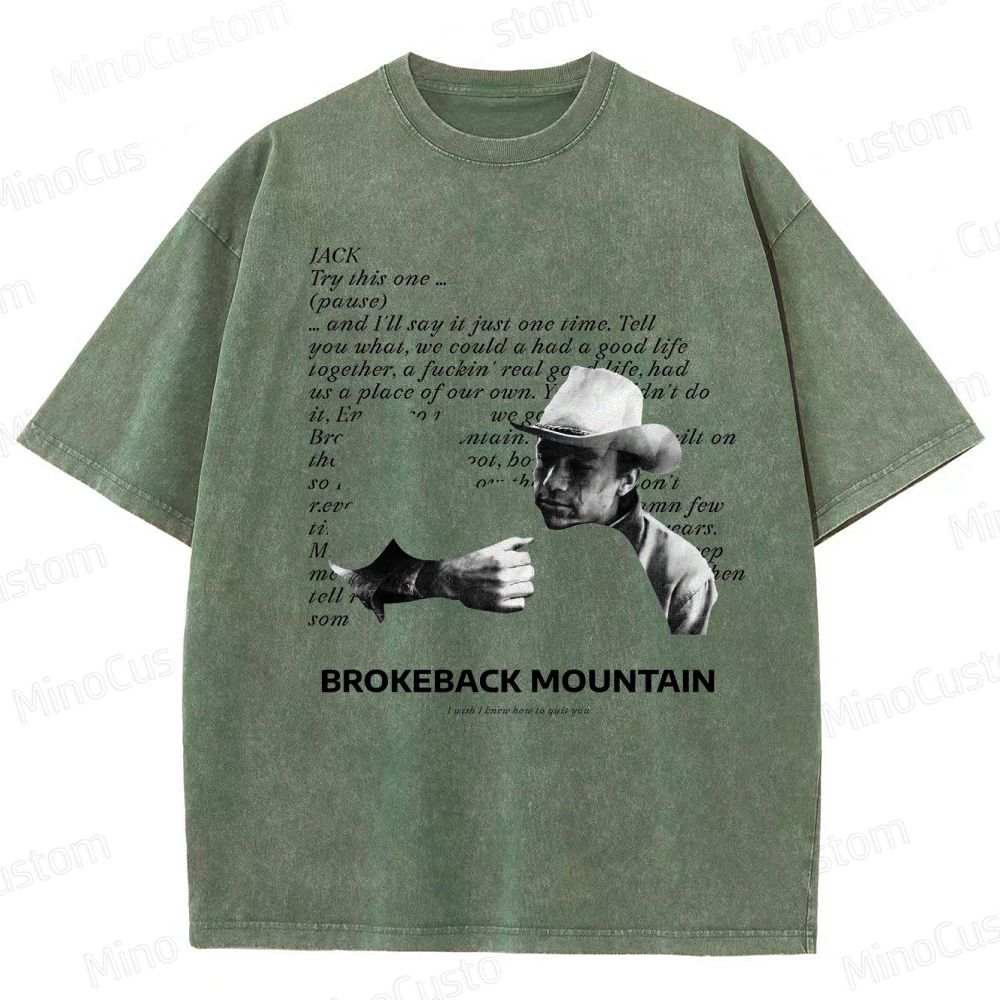 Western Romance Character and Dialogue Themed Washed T - Shirt