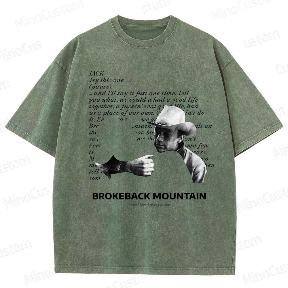 Western Romance Character and Dialogue Themed Washed T - Shirt