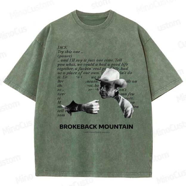 Western Romance Character and Dialogue Themed Washed T - Shirt