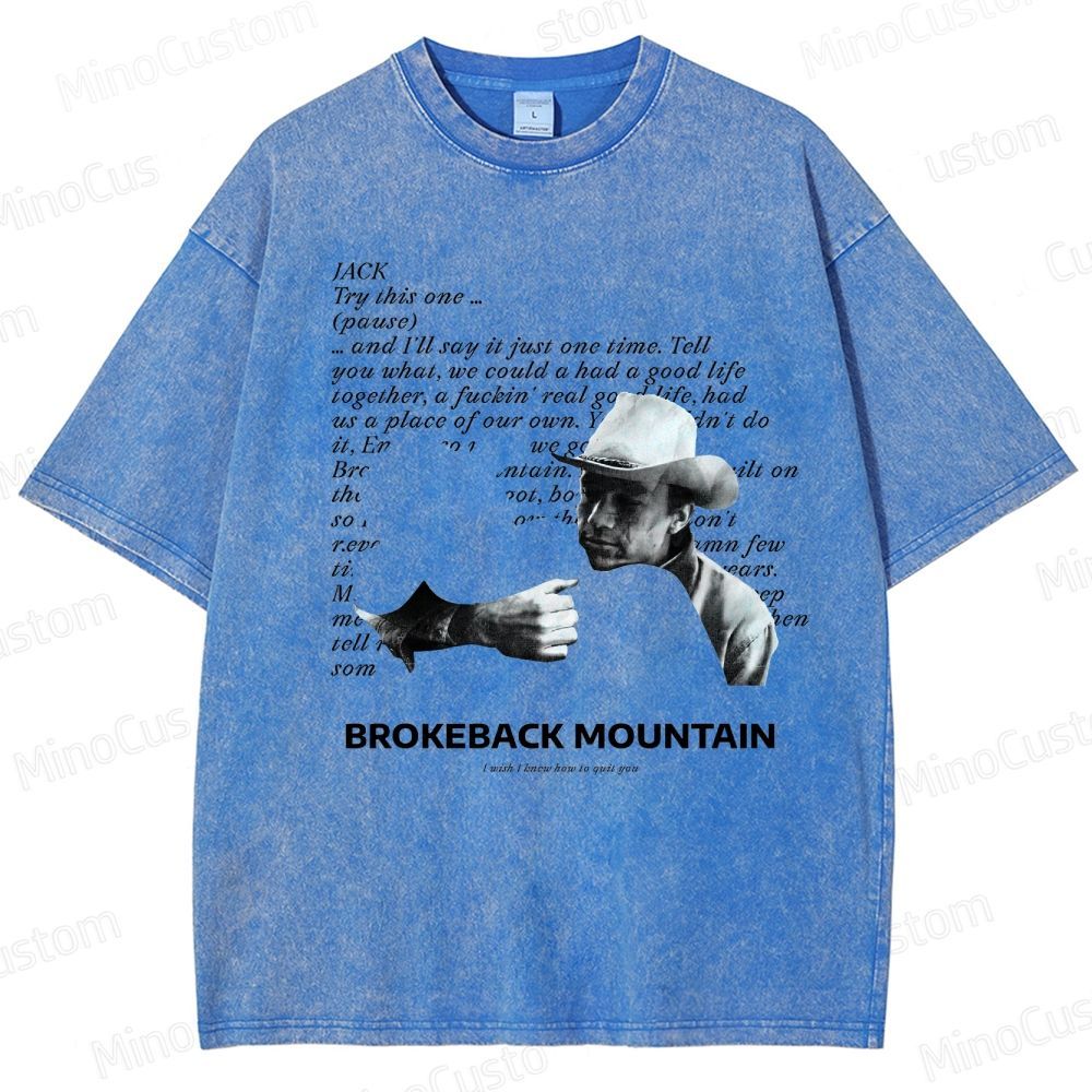 Western Romance Character and Dialogue Themed Washed T - Shirt