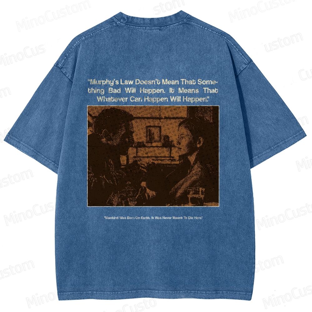 Sci - Fi Dialogue and Character Themed Washed T - Shirt