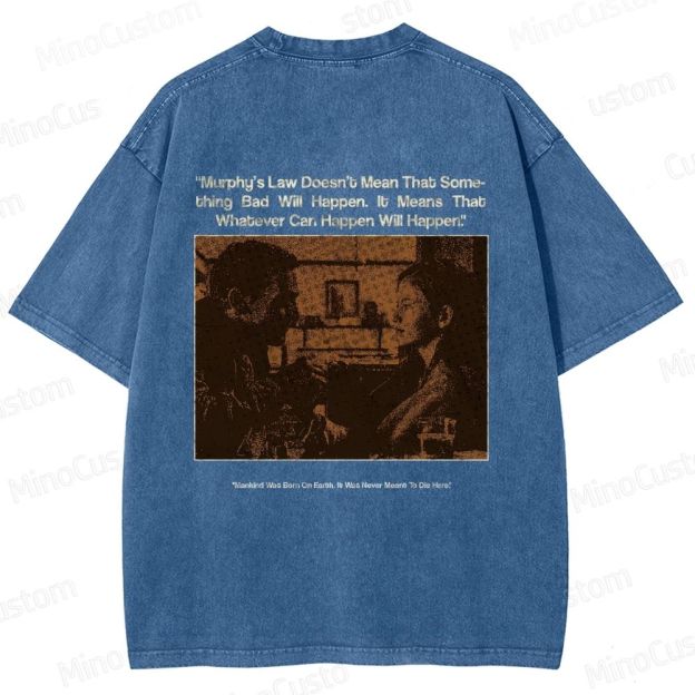 Sci - Fi Dialogue and Character Themed Washed T - Shirt