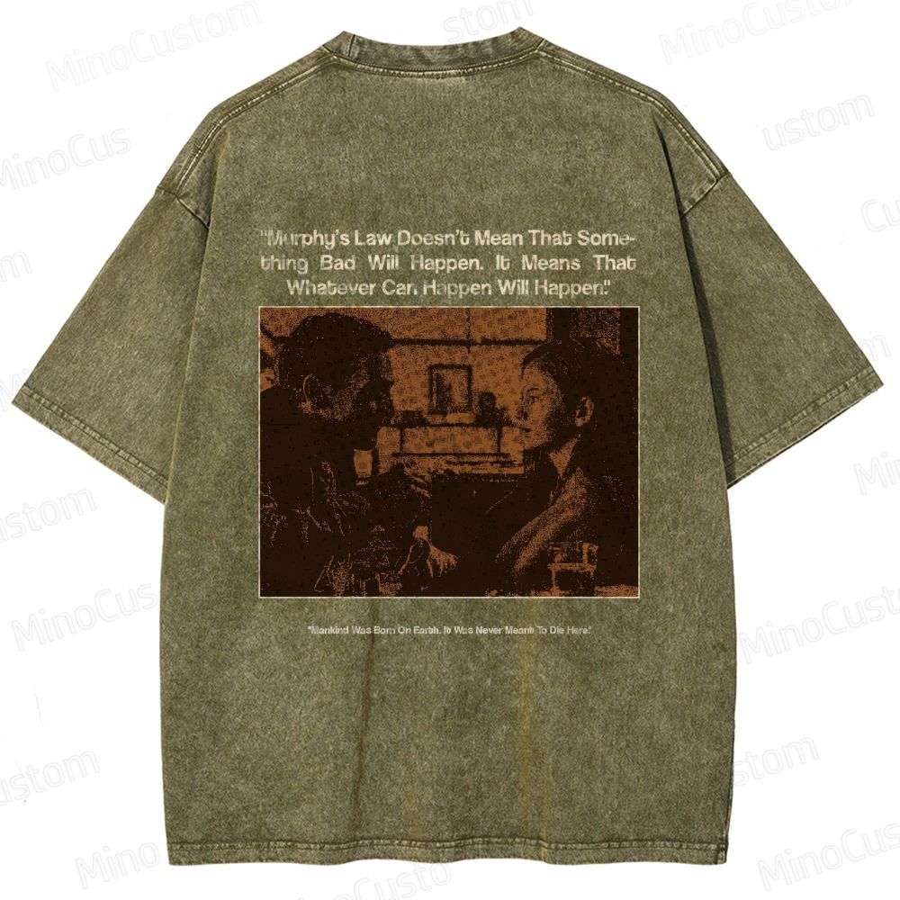 Sci - Fi Dialogue and Character Themed Washed T - Shirt