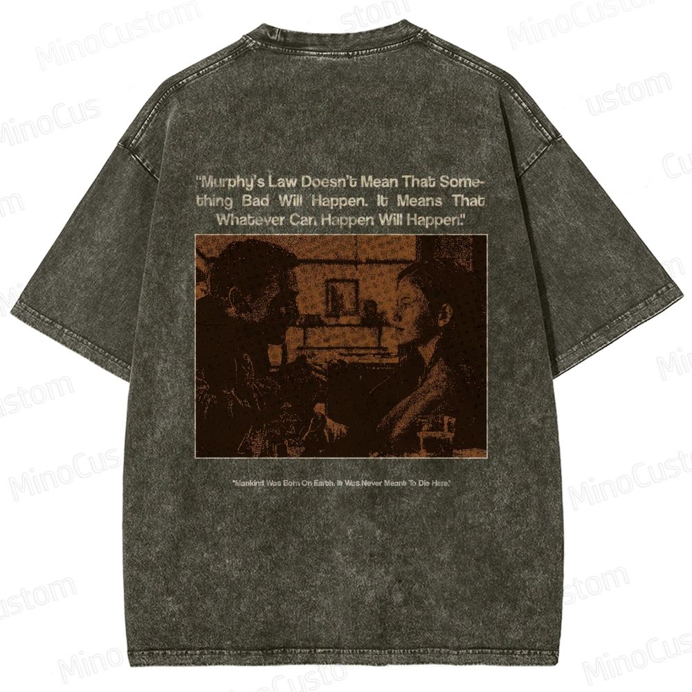 Sci - Fi Dialogue and Character Themed Washed T - Shirt