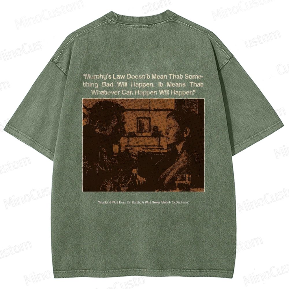 Sci - Fi Dialogue and Character Themed Washed T - Shirt