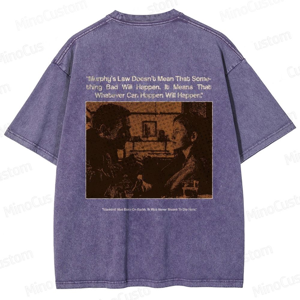 Sci - Fi Dialogue and Character Themed Washed T - Shirt