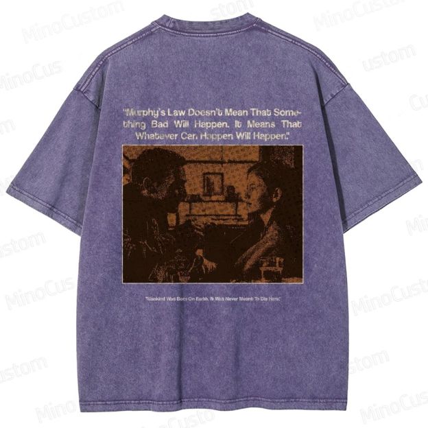 Sci - Fi Dialogue and Character Themed Washed T - Shirt