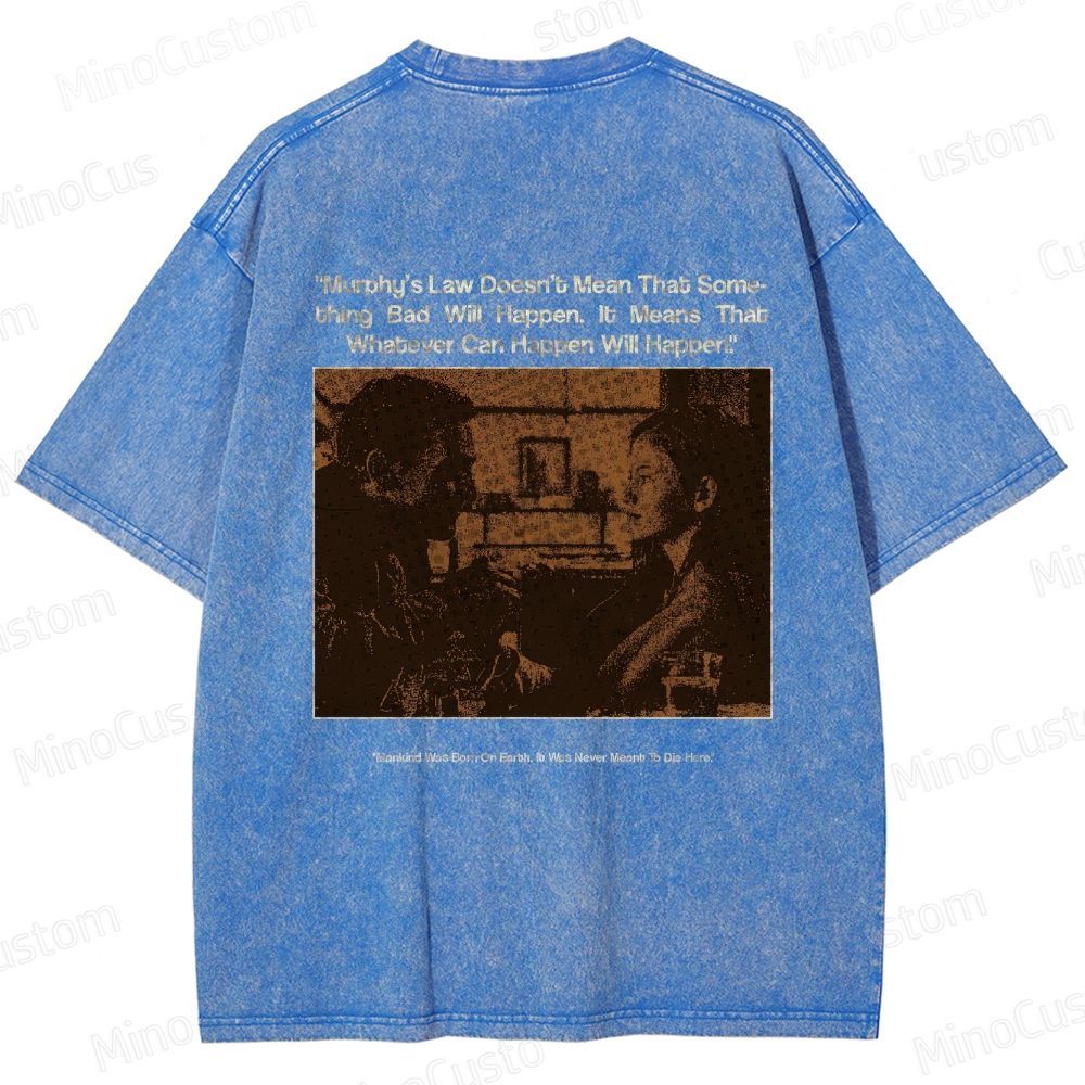 Sci - Fi Dialogue and Character Themed Washed T - Shirt