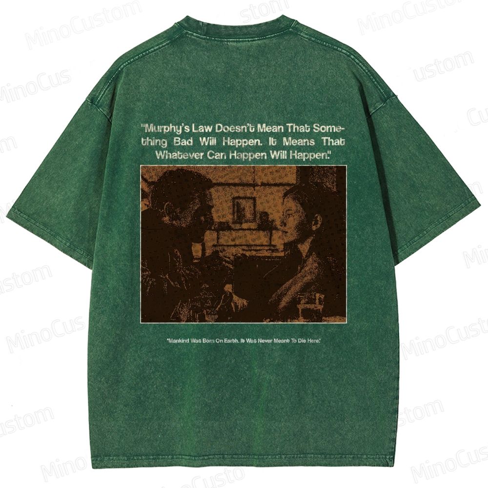 Sci - Fi Dialogue and Character Themed Washed T - Shirt