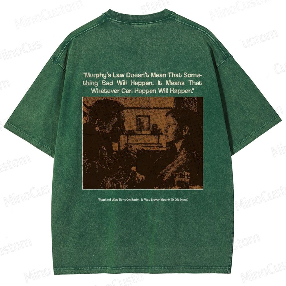 Sci - Fi Dialogue and Character Themed Washed T - Shirt