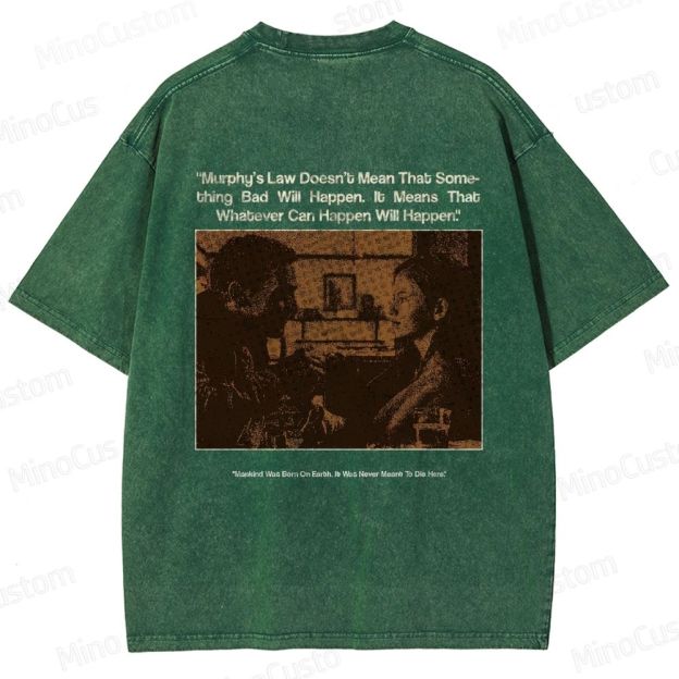 Sci - Fi Dialogue and Character Themed Washed T - Shirt