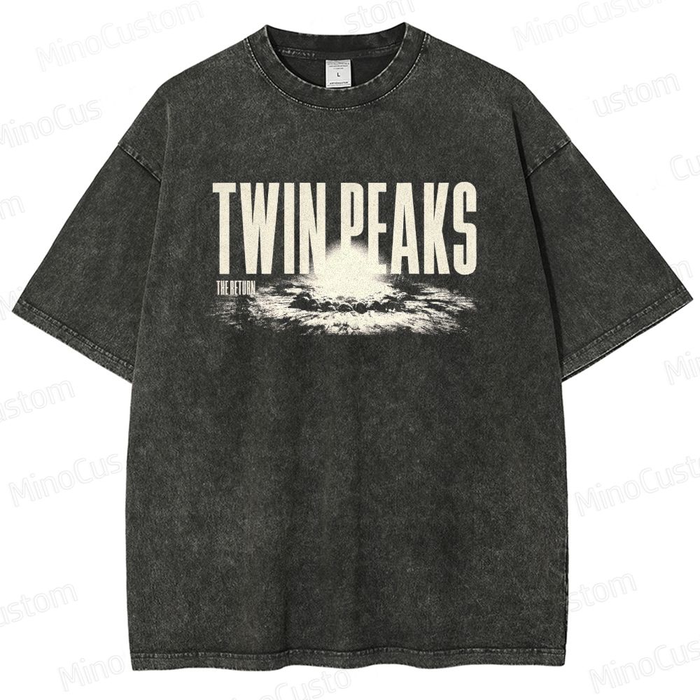 Mystery Series Character and Text Themed Washed T - Shirt