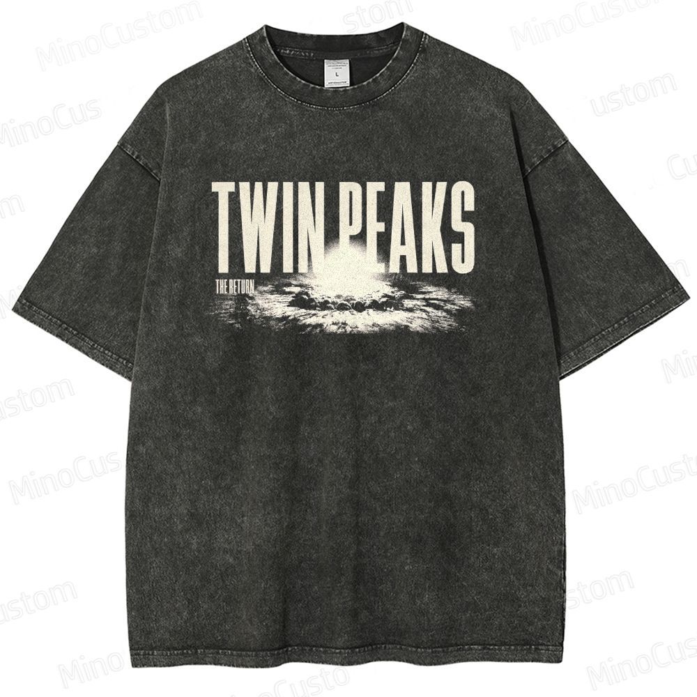 Mystery Series Character and Text Themed Washed T - Shirt