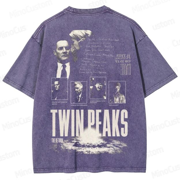 Mystery Series Character and Text Themed Washed T - Shirt