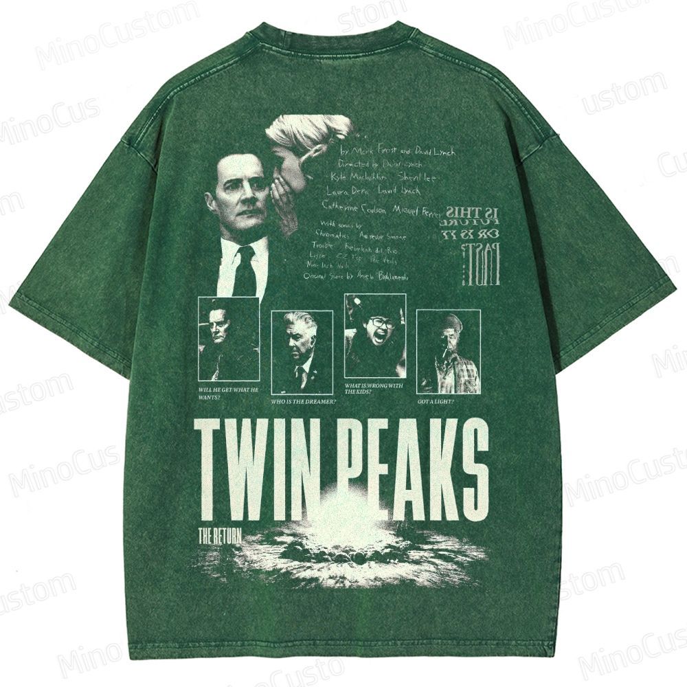 Mystery Series Character and Text Themed Washed T - Shirt