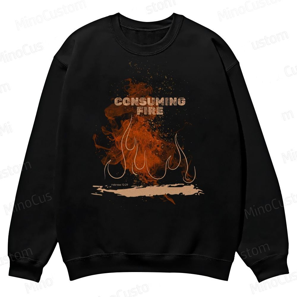 Fire Graphic and Text Themed Sweatshirt
