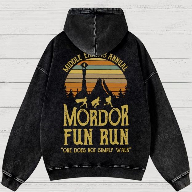 Middle Earth's Annual MordorFun Run Washed Hoodies 