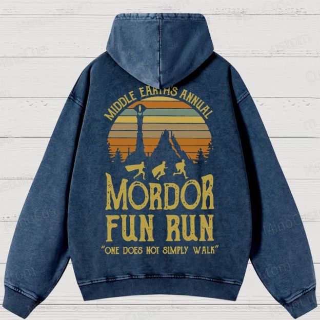 Middle Earth's Annual MordorFun Run Washed Hoodies 